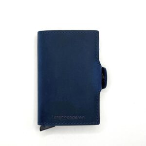 Maxwell dubbel RFID leren pasjeshouder donkerblauw