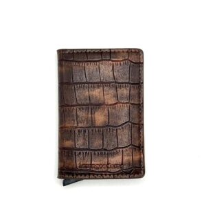 Ralph leren pasjeshouder RFID Croc Bruin